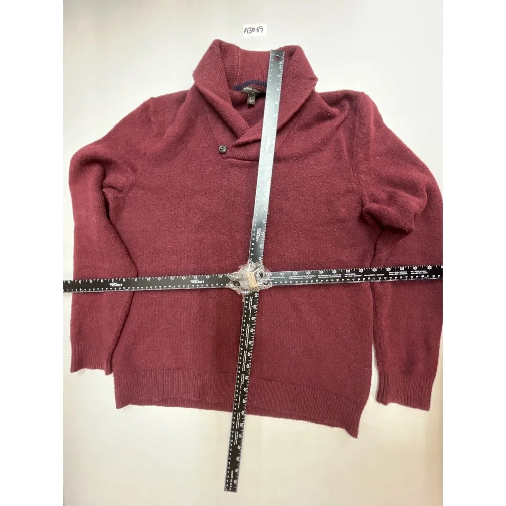 Banana Republic Mens Shawl Collar‎ Sweater Burgundy Maroon Knit Pullover Large